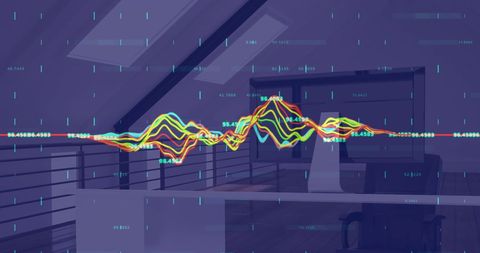 Abstract Digital Finance Overlay with Office Interior - Download Free Stock Images Pikwizard.com