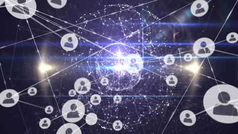Digital Global Network with Connected People Icons and Globe