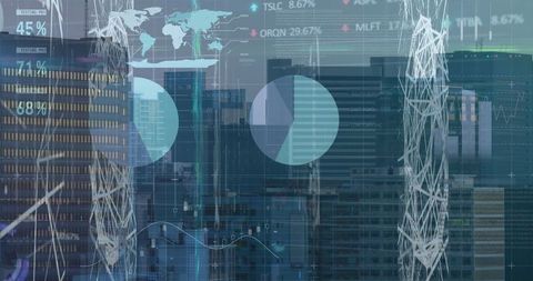 Futuristic Financial Analysis with Urban Backdrop