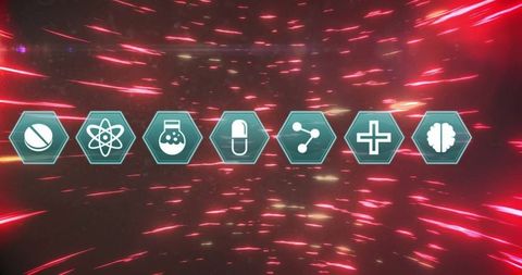 Futuristic medical icons with digital overlay