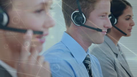 Call Center Team Analyzing Data and Statistics