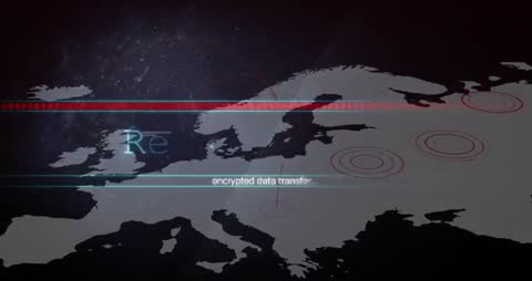 Futuristic Digital Data Transfer on Europe Map