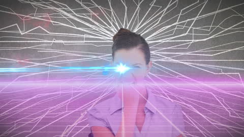 Woman Engaging with Futuristic Augmented Reality Interface