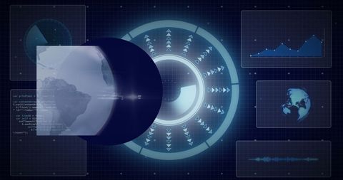 Futuristic Digital Interface with Globe and Data Analytics - Download Free Stock Images Pikwizard.com