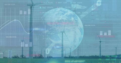 Global green energy: holographic earth with wind farm technology