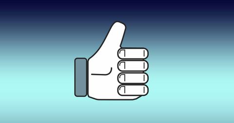 Social media like icon on blue gradient background