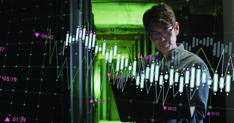 Male IT Engineer Analyzing Data with Digital Graph Overlay - Download Free Stock Images Pikwizard.com