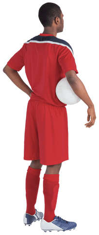 Transparent Football Player with Ball in Red Jersey
