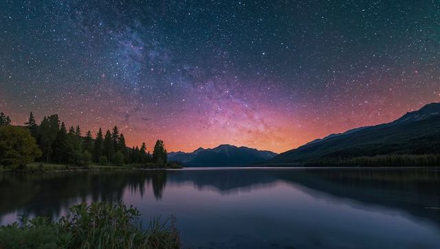 Milky Way Galaxy Over Serene Mountain Lake