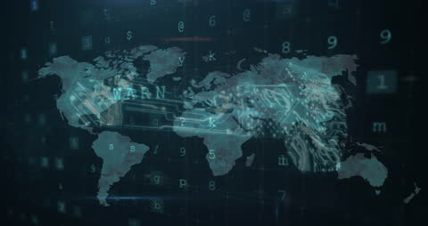 Digital Data Processing Over Global World Map Backdrop
