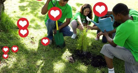 Diverse group engaged in volunteering efforts for environmental conservation