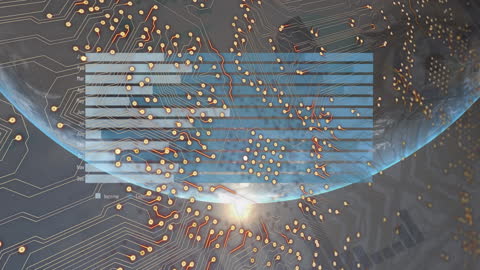 Digital Finance Technology with Globe and Circuit Overlay