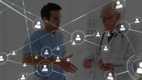 Healthcare Professionals Connected Through Digital Network