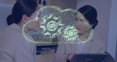 Business Professionals Analyzing Cloud Computing Strategies