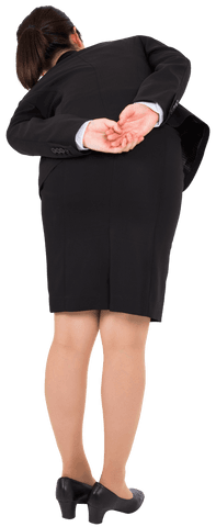Asian Businesswoman Leaning Over on Transparent Background