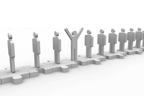 Transparent Business Team Concept with Celebrating Figure