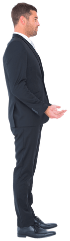 Transparent Side Profile Businessman Holding Out Hands