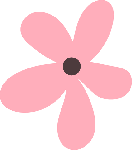 Minimal vector blossom with pink petals on transparent background