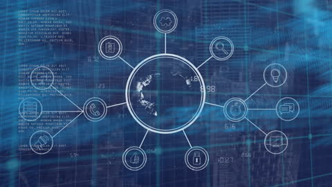Global Data Network Interface with Digital Icons
