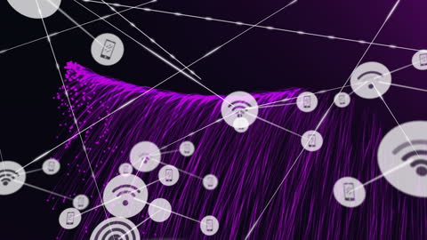 Digital Network Connections with Purple Energy Flow
