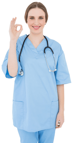 Friendly Nurse Giving Positive OK Hand Gesture Transparent Background - Download Free Stock Videos Pikwizard.com