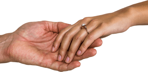 Close-Up Transparent Image of Couple Holding Hands with Engagement Ring - Download Free Stock Videos Pikwizard.com