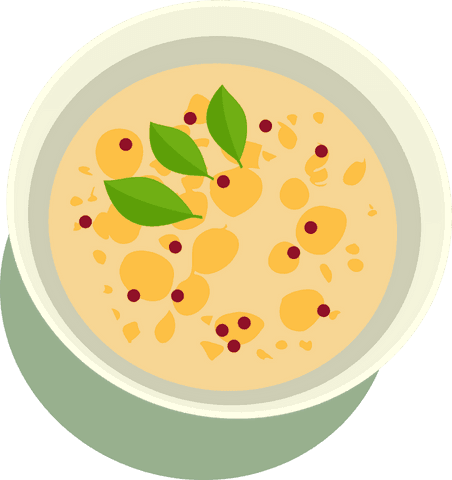 Porridge bowl with organic orange chunks on transparent background