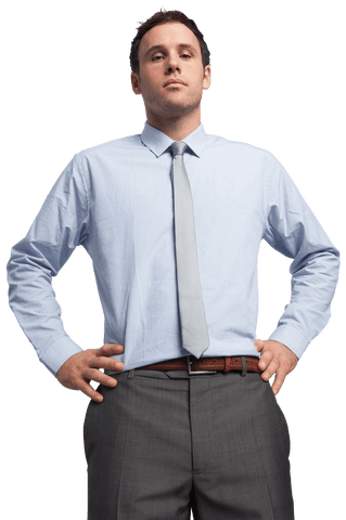 Transparent confident businessman with folded arms