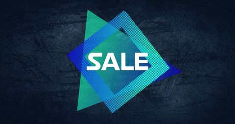 Bold Geometric Sale Banner with Blue Triangle Background