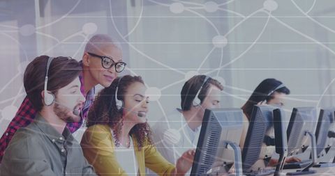 Diverse customer support team with global network overlay