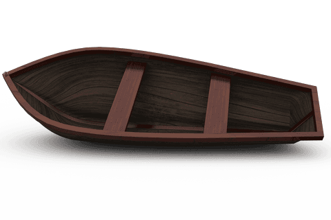 Wooden Boat Illustration on Transparent Background for Gaming and Design