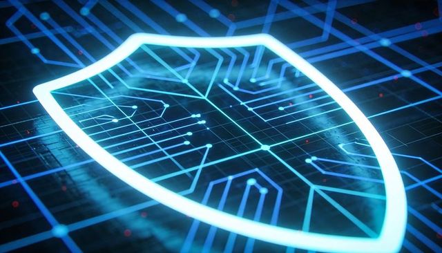 Neon shield protecting digital circuitry for cybersecurity, network defense and data protection