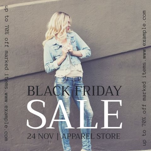 Black Friday Sale Promotion with Stylish Woman in Denim