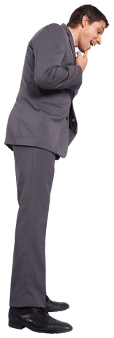 Transparent Businessman thinking with hand on chin and concerned look