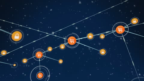 Digital Networking with Connected Shopping Cart Icons