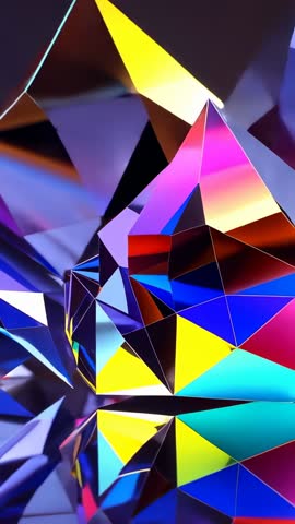 Orbiting Camera Revealing Vibrant Geometric Crystal With Shifting Colored Reflections | Vertical Vid