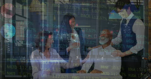 Business People Collaboration with Financial Data Overlay