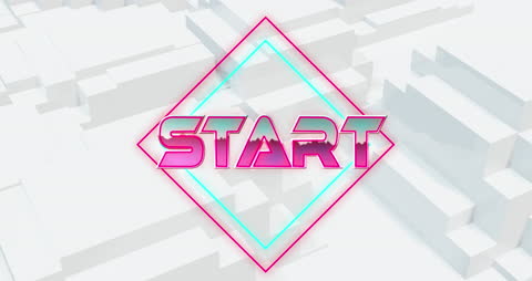 Neon Start Text with Retro Futuristic Design