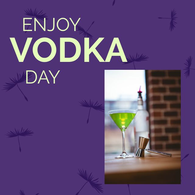 Vodka Day Celebration with Refreshing Drink in Cocktail Glass - Download Free Stock Templates Pikwizard.com