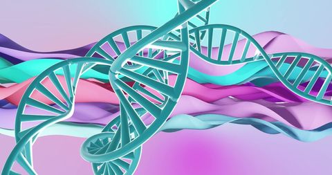 Abstract DNA Strands with Colorful Fluid Wave Background - Download Free Stock Images Pikwizard.com