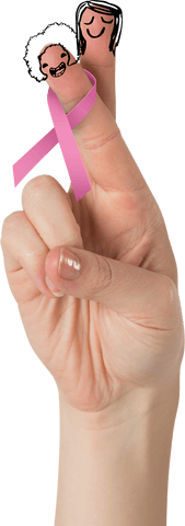 Transparent Hand with Pink Breast Cancer Awareness Ribbon