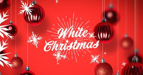 White Christmas Festive Decor with Red Baubles and Snowflakes
