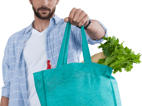 young man holding eco-friendly bag with fresh vegetables transparent - Download Free Stock Videos Pikwizard.com