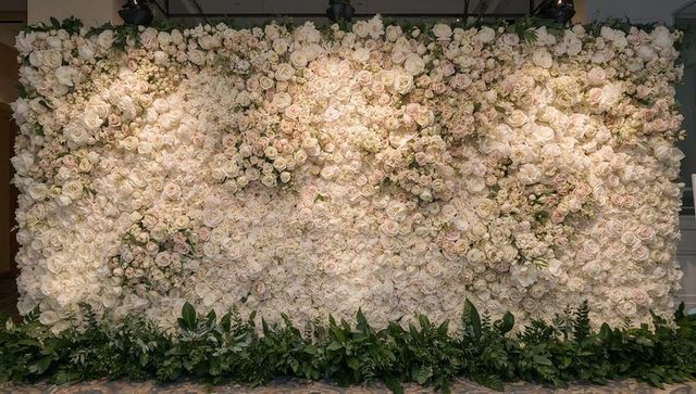 Luxurious cream blush rose floral wall backdrop for wedding, bridal shower, events