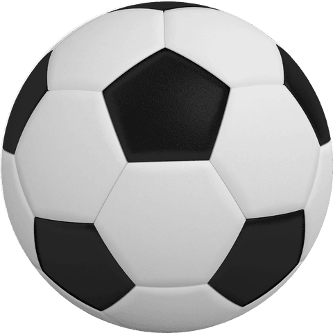 Black and white soccer ball on transparent background