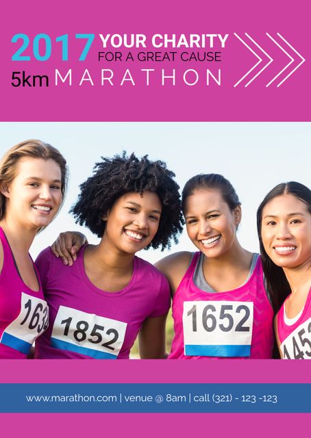 Diverse Women Runners Promoting Charity 5km Health Marathon in 2017 - Download Free Stock Templates Pikwizard.com