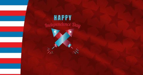 Happy Independence Day with American Stars and Fireworks