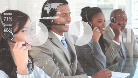 Diverse Call Center Team Engaging with Digital Technology Interface