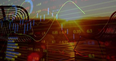 Sunset Stock Market Analysis with Relaxing Hilltop View