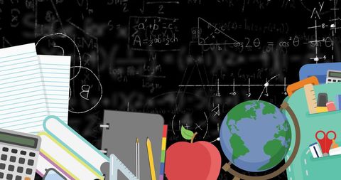 School Supplies and Math Equations Education Concept - Download Free Stock Images Pikwizard.com